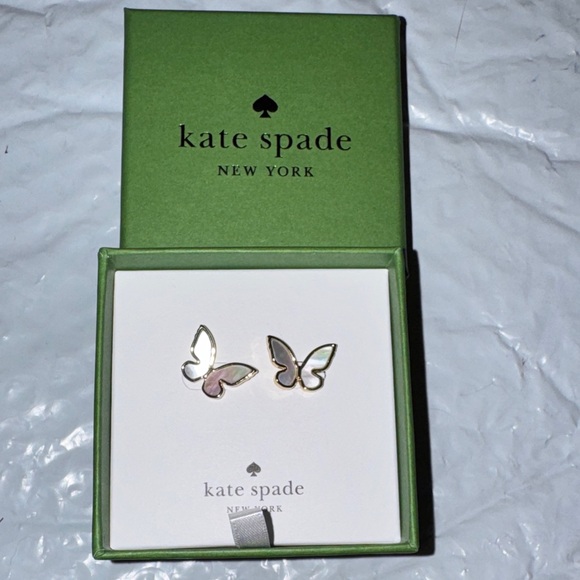 kate spade Jewelry - Kate Spade Mother-of-Pearl Butterfly Stud Earrings - Gold Trim